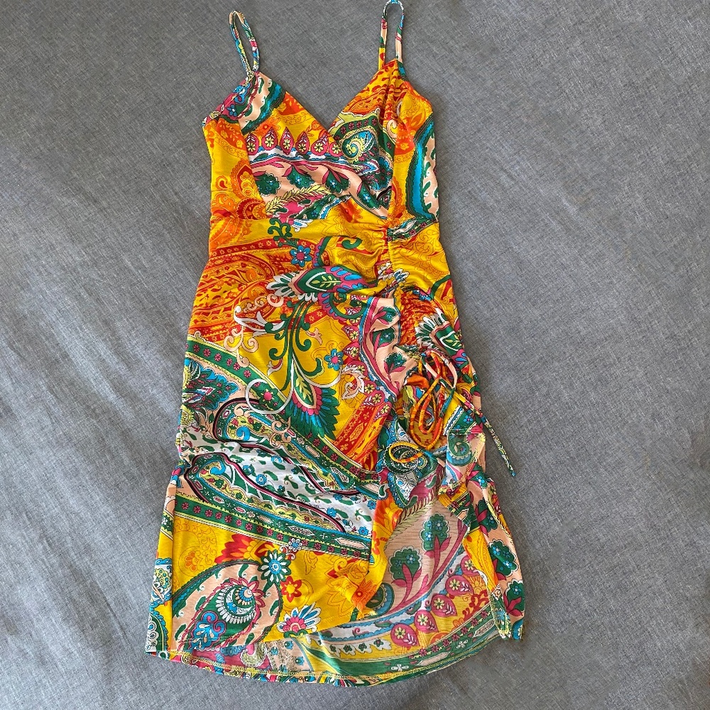 Misty Rose Yellow/Multi Summer Dress, Size Large